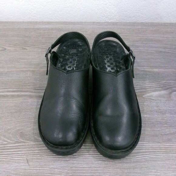 Joseph Seibel  8 / 8.5 Black Leather Open Slingback Low Heel Clogs Size 39 Shoes - Picture 1 of 12